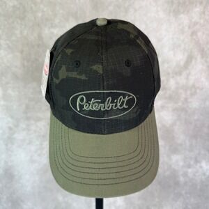 Peterbilt Trucker Black Camo Cap Ripstop Green Bill Snapback Hat Tactical OSFM